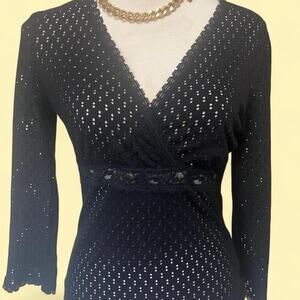 Betsey Johnson Vintage 3/4 Sleeve Cutout Top